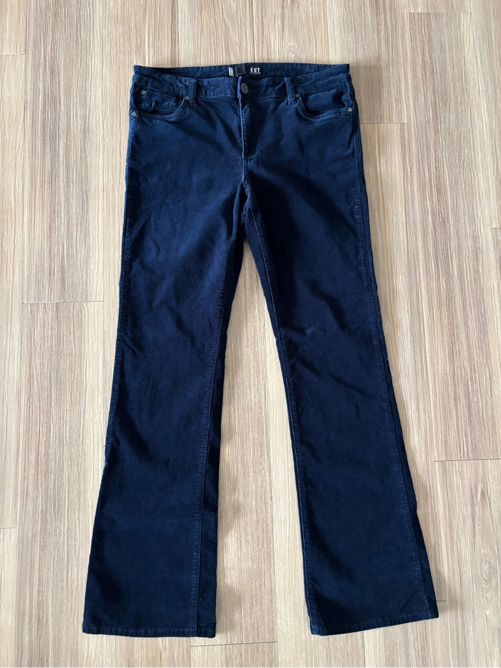 KUT from the Kloth Karen Baby Bootcut Corduroy Pants Navy Blue Womens 12 Preppy - Picture 3 of 12